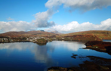 Scorr House self catering accommodation is located near Portree on the Isle of Skye offering sea and mountain views